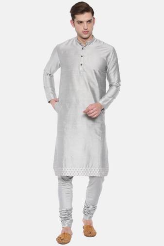 Mayank Modi Silver Grey Embroidery Kurta