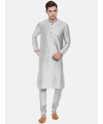 Mayank Modi Silver Grey Embroidery Kurta 1