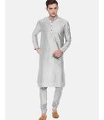 Mayank Modi Silver Grey Embroidery Kurta