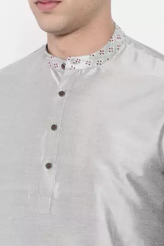 Mayank Modi Silver Grey Embroidery Kurta