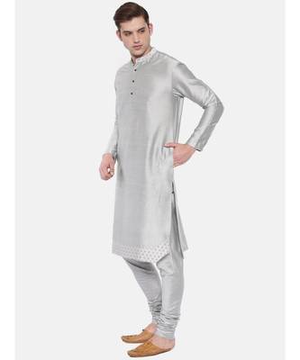 Mayank Modi Silver Grey Embroidery Kurta 3