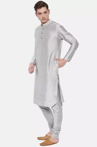 Mayank Modi Silver Grey Embroidery Kurta