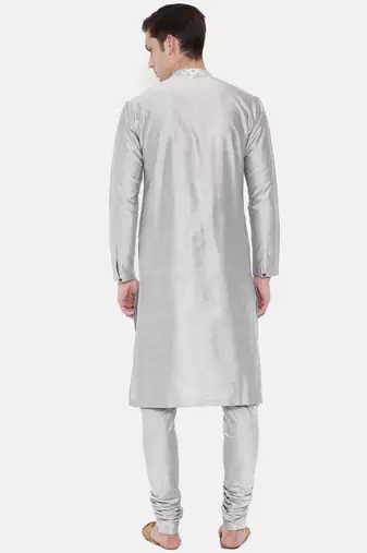 Mayank Modi Silver Grey Embroidery Kurta