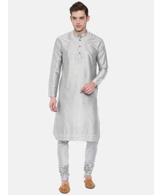 Mayank Modi Silver Grey Embroidery Kurta 5