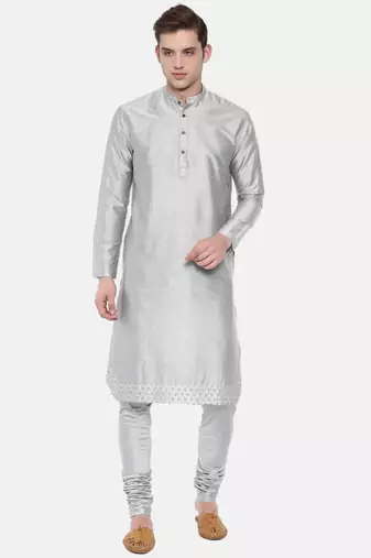 Mayank Modi Silver Grey Embroidery Kurta