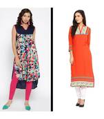 multicolor printed cotton combo kurtis