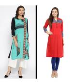 multicolor printed cotton combo kurtis