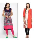 multicolor printed cotton combo kurtis