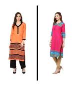 multicolor printed cotton combo kurtis