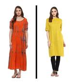 multicolor printed cotton combo kurtis