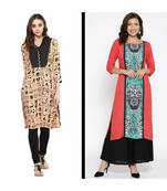 multicolor printed cotton combo kurtis