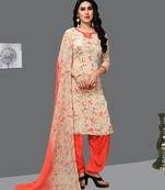 Beige digital print crepe salwar