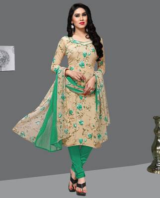 Beige digital print crepe salwar 1