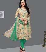 Beige digital print crepe salwar