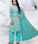 Blue digital print crepe salwar