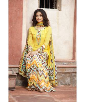 Yellow Printed Kurta With Printed Sharara And Dupatta 3