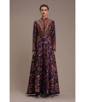 Blue Printed Long Jacket 1