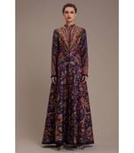 Blue Printed Long Jacket