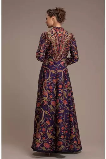Blue Printed Long Jacket