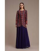 Blue Printed Jacket With Sharara Style