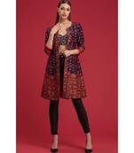  Navy blue printed jacket with blouse