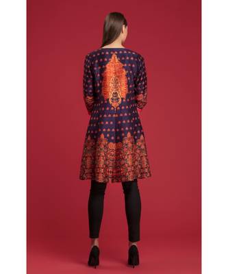  Navy blue printed jacket with blouse 2