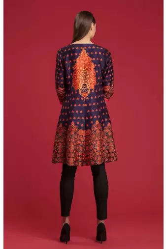  Navy blue printed jacket with blouse