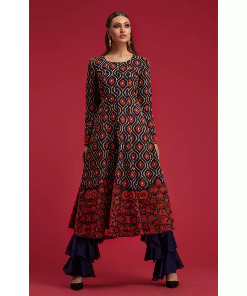 Charu Parashar Printed flare style jacket with flare style pants