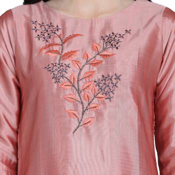 Pink embroidered silk heavy-work-kurtis 5