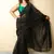 Black woven blended cotton saree with blouse