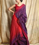 Blue woven cotton saree with blouse