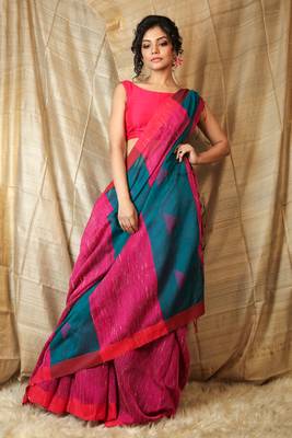 Ruby woven cotton saree with blouse 1