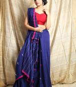 Blue woven cotton saree with blouse