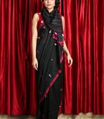 Black woven cotton saree with blouse