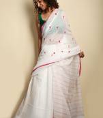 White woven cotton saree with blouse