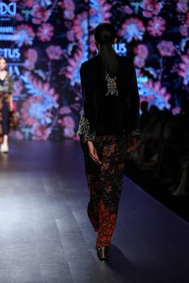  Navy Blue Printed Jumpsuit And Hand Embellished Jacket 2