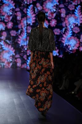 Navy Blue Printed Gown With Hand Embellished Top 2