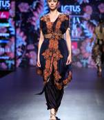 Charu Parashar Navy Blue Printed Cape Printed Dress