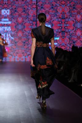 Charu Parashar Navy Blue Printed Cape Printed Dress 2