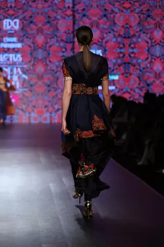 Charu Parashar Navy Blue Printed Cape Printed Dress