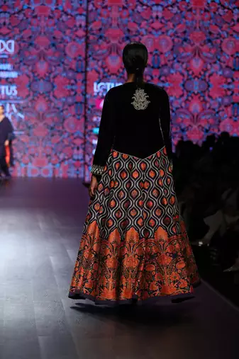 Navy Blue Printed Long Jacket With Navy Blue Printed Gown