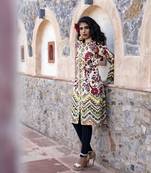 Charu Parashar Cream Printed Front Open Jacket
