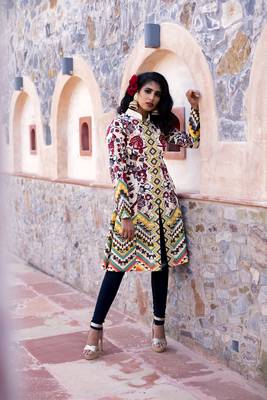 Charu Parashar Cream Printed Front Open Jacket 3