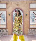 Charu Parashar Yellow printed front open jacket
