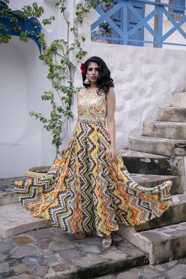 Yellow printed dress 1