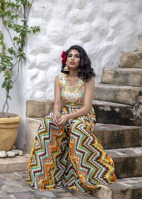 Yellow printed dress 2