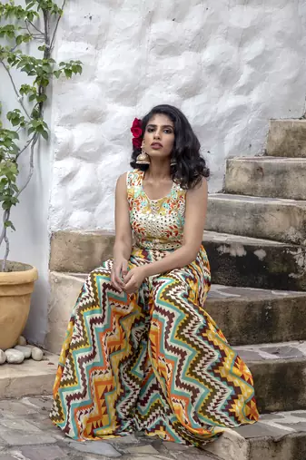 Yellow printed dress