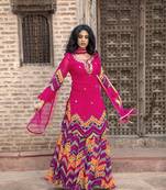  Indian Pink Printed Kurta With Printed Sharara And Dupatta