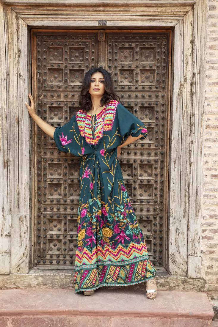 Charu parashar Teal printed kaftan