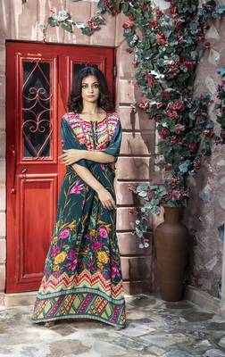  Teal Printed Kaftan 3